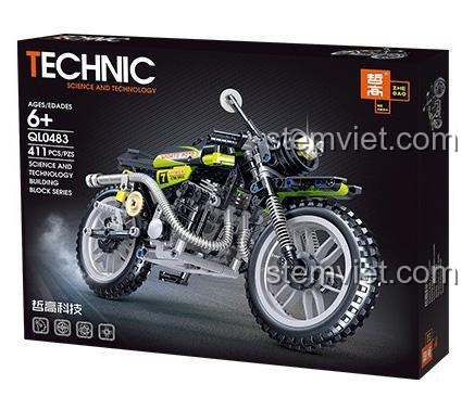 Hộp bộ lắp ghép Zhegao QL0483 Xe Mô Tô Địa Hình Thể Thao, đồ chơi lắp ráp xe mô tô 411 mảnh, tương thích LEGO® Technic, quà tặng tiết kiệm cho bé trai.