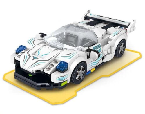 Mô hình siêu xe Koenigsegg Jesko ZHEGAO QL0752-1 màu trắng xanh, 291 chi tiết, đồ chơi lắp ráp tốc độ cho bé 6 tuổi