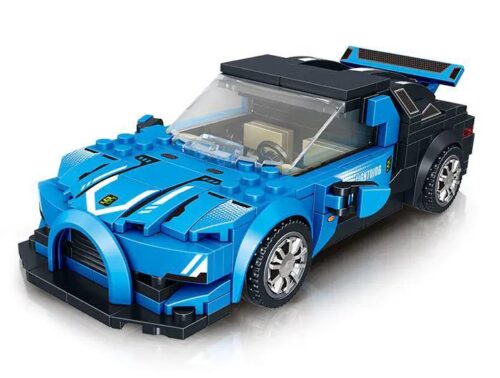Mô hình xe đua Bugatti Chiron màu xanh đen ZHEGAO QL0753-3 nhìn từ phía trước
