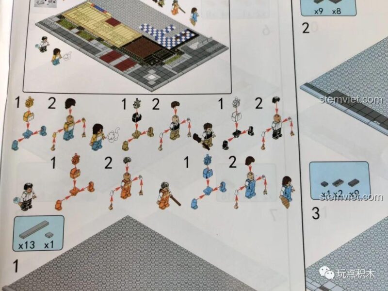 Hướng dẫn lắp ráp minifigures trong bộ lắp ghép ZHEGAO QL0920 Nhà hàng lãng mạn, chi tiết sống động.