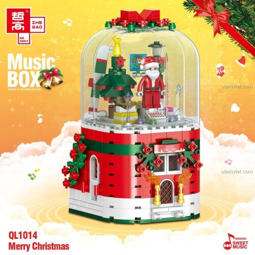 Bộ lắp ghép Hộp nhạc Giáng Sinh ZHEGAO QL1014 Merry Christmas, đồ chơi mô hình Quả cầu tuyết Giáng Sinh, phù hợp bé trai bé gái 6 tuổi, giá tốt
