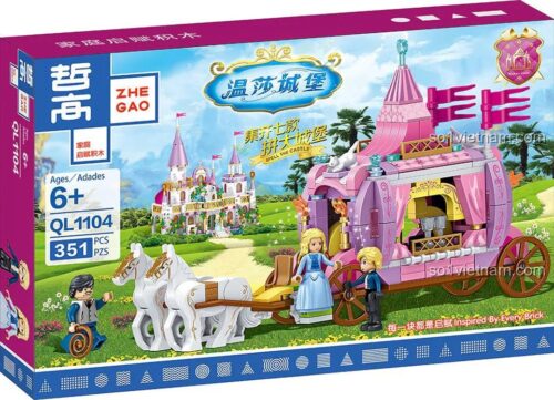 Hộp sản phẩm bộ đồ chơi ZHEGAO QL1104 Lâu đài Windsor Xe ngựa công chúa