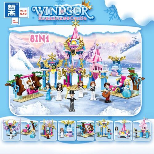ZHEGAO QL1113 bộ đồ chơi lắp ghép lâu đài băng giá công chúa Windsor 8in1 359 chi tiết