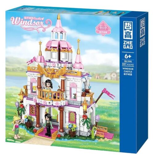 Bộ đồ chơi lắp ghép Lâu đài Windsor ZHEGAO QL1195 cho bé gái 6 tuổi, Lâu đài cổ tích màu hồng, 887 chi tiết, giá tốt