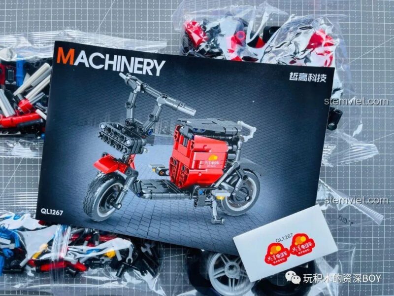 Hộp bộ lắp ráp Xe Điện Chia Sẻ Zhegao QL1265 và QL1266, đồ chơi mô hình xe scooter điện, phù hợp bé trai 6 tuổi.