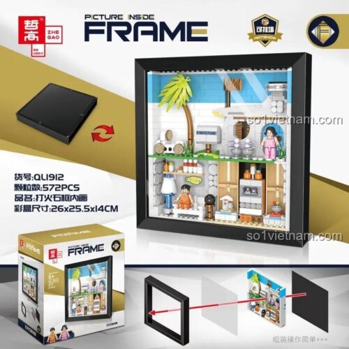 Hộp sản phẩm bộ đồ chơi Khung tranh lắp ghép ZHEGAO QL1912 Khung Cảnh Sống Động