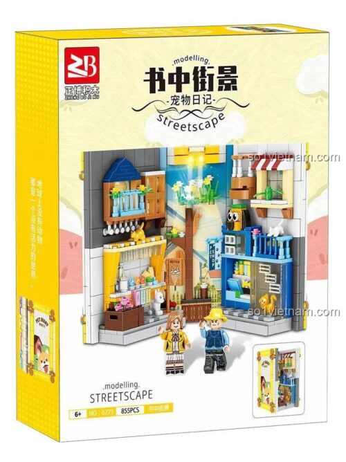 bộ đồ chơi Nhật Ký Thú Cưng Zhengbo 6775, mô hình sách cảnh quan phố, đồ chơi lắp ráp cho bé 6 tuổi, giá rẻ