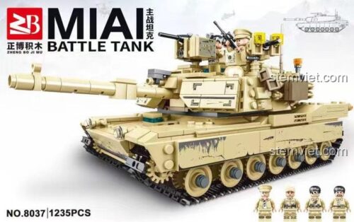 Zhengbo 8037 Xe Tăng Chủ Lực M1A1 mô hình quân sự 1235 mảnh ghép cho bé trai 8 tuổi