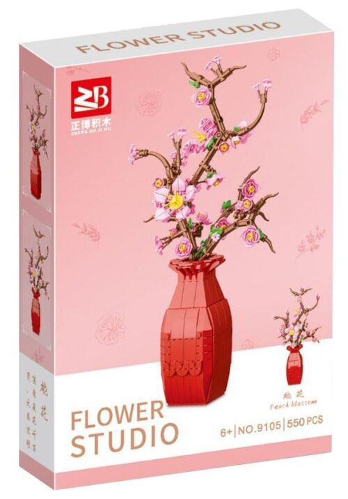 Bộ lắp ghép Hoa Đào Zhengbo 9105, đồ chơi lắp ráp Cành Hoa Đào, mô hình Bình Hoa Đào, bộ xếp hình Hoa Đào trang trí, chất lượng cao, giá tốt cho bé gái 6 tuổi.