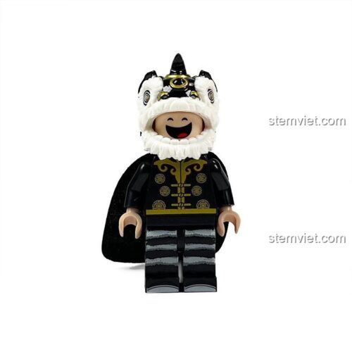 Minifigure Múa Lân Sư Rồng ZhuMo Blocks J1005 màu đen, ảnh review người dùng chụp, chi tiết tinh xảo, đáng tiền cho bé trai.