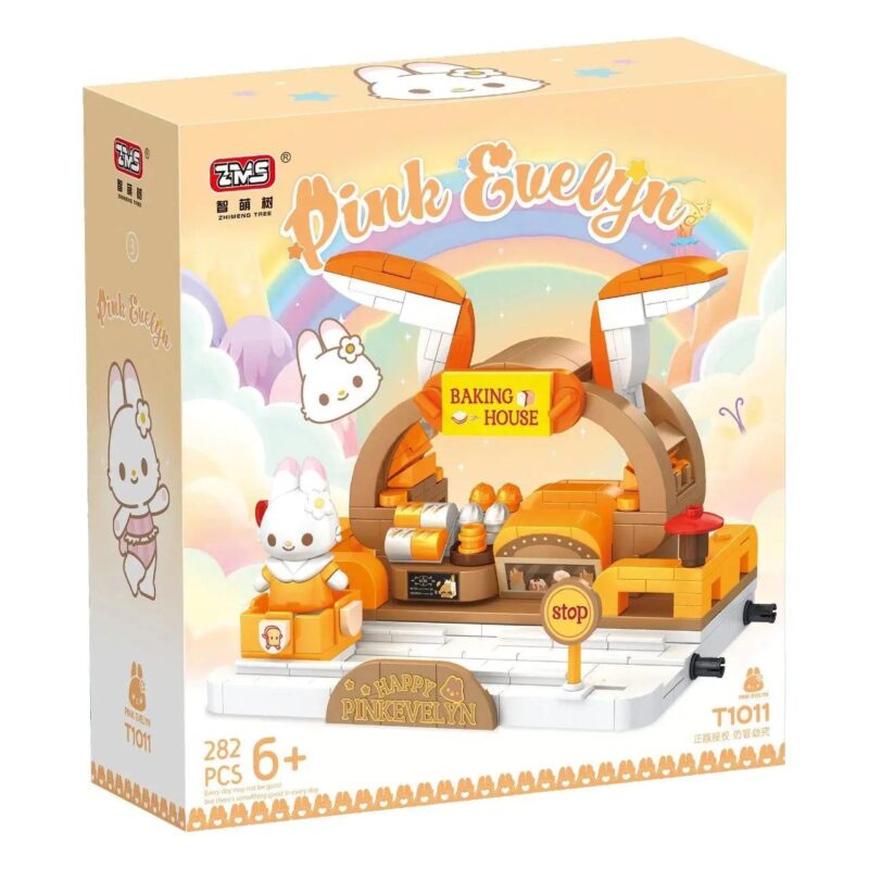 ZMS T1011-3 Bộ đồ chơi Pink Evelyn Tiệm Bánh Ngọt, Mô hình Ngôi nhà Thỏ Hồng, Cửa hàng Kem, Cửa hàng Quần áo, 282 mảnh, 6+ tuổi, Con gái, Thế giới Ngọt ngào, Lắp ráp 4 mô hình độc đáo, giá tốt