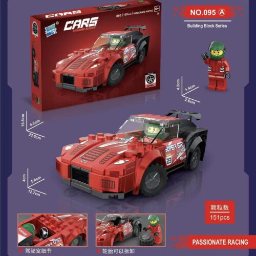 Bộ lắp ghép Zuanma 095A Siêu xe Ferrari 458 màu đỏ đen, có minifigure và chi tiết buồng lái, kích thước rõ ràng, phù hợp bé trai 6 tuổi, giá tốt.