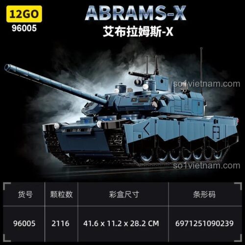 Hộp sản phẩm xe tăng Abrams-X 12GO 96005 với 2116 mảnh ghép