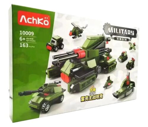 Bộ đồ chơi xe tăng chủ lực Lôi Khắc AchKo 10009, 163 chi tiết, lắp ráp 6 mẫu xe quân sự, phù hợp cho bé trai 6 tuổi