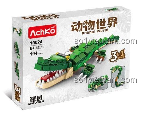 Bộ lắp ghép Cá sấu Robot AchKo 10024 màu xanh lá, mô hình Cá sấu lắp ráp cho bé trai 6 tuổi, đồ chơi lắp ráp AchKo giá tốt.