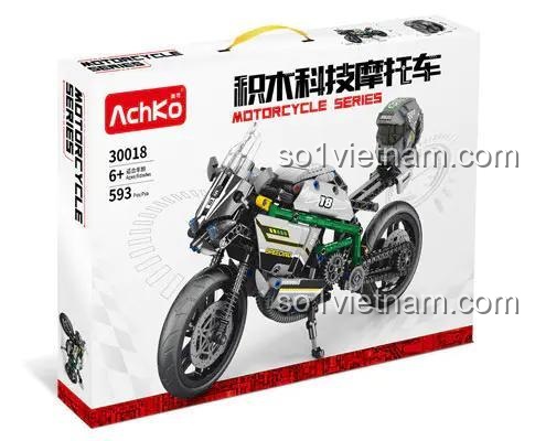 Hộp đồ chơi mô hình Xe máy thể thao AchKo 30018, 593 chi tiết, chất lượng cao, cho bé trai 6 tuổi, giá rẻ