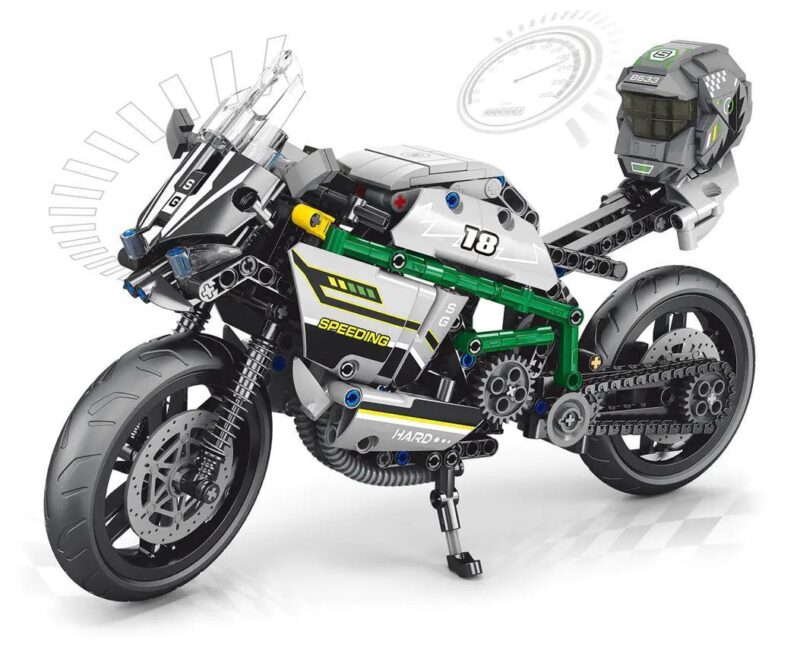 Bộ lắp ráp Mô tô đua AchKo 30018, mô hình Technic 593 chi tiết, thiết kế động lực, dành cho bé trai 6 tuổi, giá tốt