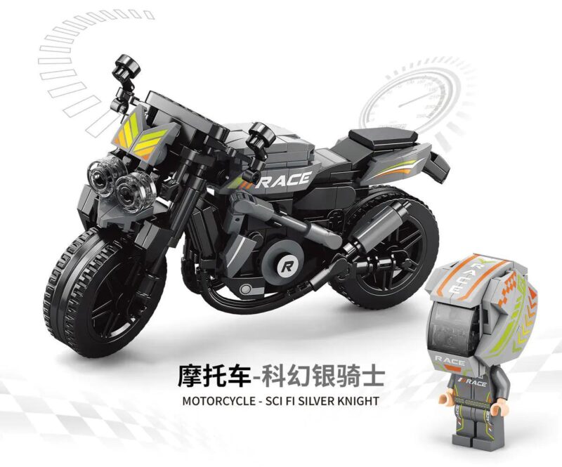 Bộ lắp ghép Xe Mô Tô Khoa Học Viễn Tưởng Kỵ Sĩ Bạc AchKo 30028 cho bé trai 6 tuổi, thiết kế tương lai, giá tốt.