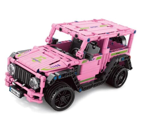 AchKo 70014 Xe Jeep Địa Hình Điều Khiển Từ Xa Màu Hồng, bộ đồ chơi xe địa hình màu hồng cho bé gái 6 tuổi, đồ chơi STEM điều khiển từ xa, xe RC có đèn LED, giá tốt