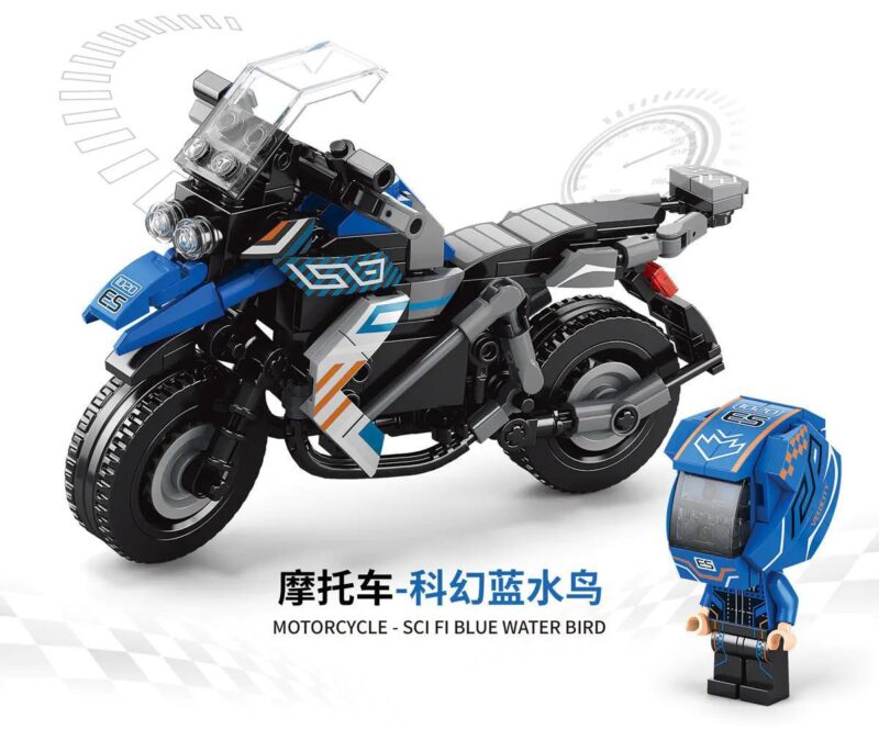 Bộ lắp ghép AchKo Pin Gao 30026 Mô Hình Xe Mô Tô Khoa Học Viễn Tưởng Chim Nước Xanh giá tốt, dành cho con trai 6 tuổi, thiết kế độc đáo, tốc độ tương lai.