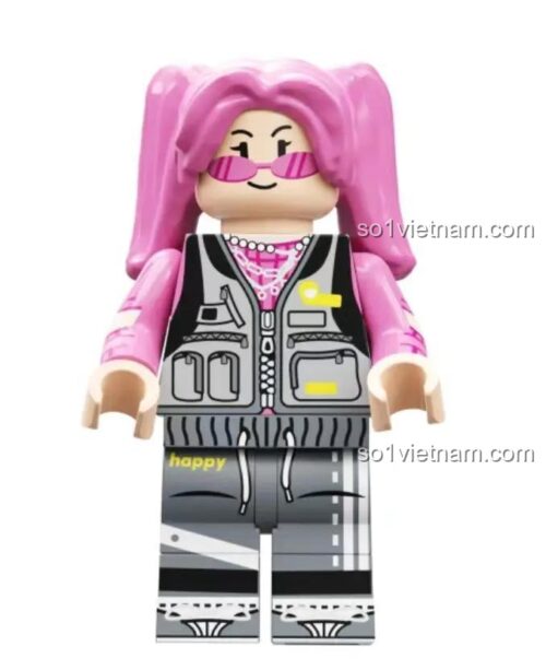 đồ chơi lắp ráp AREA-X AB0021 Minifigure tóc hồng phong cách street dance cho Con trai, Con gái 12 tuổi