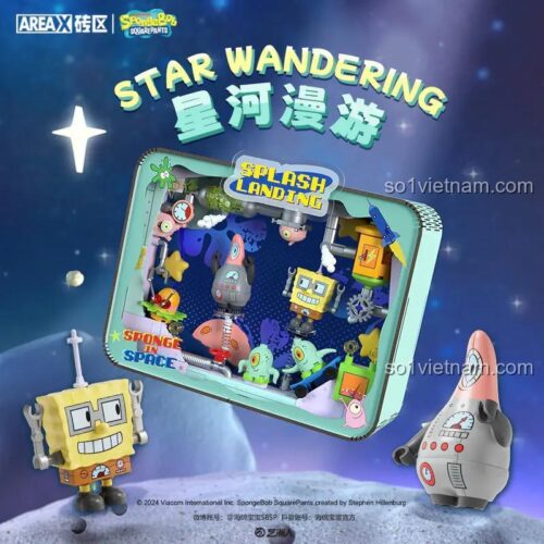 đồ chơi mô hình Khung ảnh Spongebob Du Hành Ngân Hà AREA-X AB0030, có mô hình Patrick, cho bé 6 tuổi, chất lượng cao