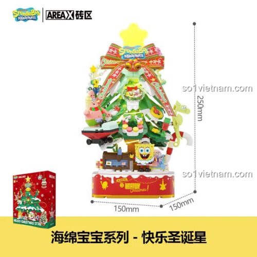 đồ chơi mô hình Cây Thông Giáng Sinh SpongeBob set đồ chơi AB0065, bộ xếp hình có kích thước 15x15x25cm, phù hợp bé 6 tuổi, giá rẻ.