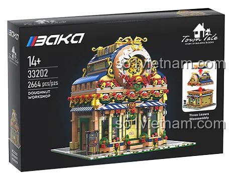 Hộp bộ lắp ghép BAKA 33202 Xưởng Bánh Donut, hơn 2600 chi tiết, đồ chơi xây dựng cho bé gái 6 tuổi, giá tiết kiệm.