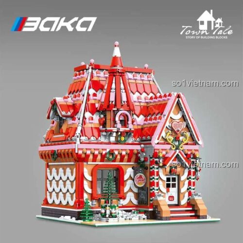hộp sản phẩm bộ lắp ghép BAKA 33204, đồ chơi xếp hình Xưởng Kem Dâu, cho bé gái 6 tuổi, giá rẻ