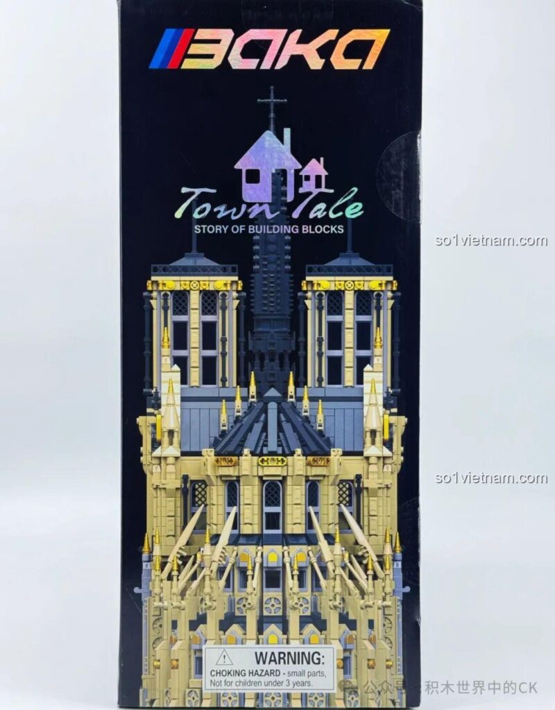 Hộp bộ xếp hình Nhà thờ Đức Bà Paris BAKA 33213, mô hình kiến trúc lớn với 8225 mảnh ghép, chất lượng cao