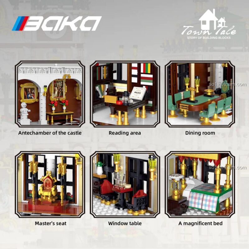 đồ chơi xây dựng Kiến Trúc Cung Điện Baka 33221, bộ lắp ghép Dinh Thự Lộng Lẫy, kích thước mô hình và hộp, cho cả Con trai và Con gái 14 tuổi, giá rẻ