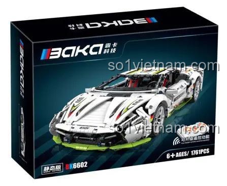 Mô hình bộ lắp ráp siêu xe thể thao BAKA 6602 nhìn từ bên hông, khoe thiết kế khí động học, dành cho bé trai 6 tuổi.