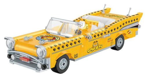 Mô hình bộ lắp ghép Xe mui trần của Garfield Balody 20141 màu vàng, góc nhìn chính diện, dành cho bé trai 6 tuổi, giá rẻ.