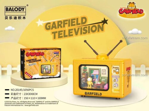 đồ chơi lắp ghép Mô hình Tivi Garfield BALODY 20145, mô hình trang trí, cho bé trai bé gái 6 tuổi, giá rẻ