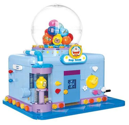 bộ lắp ghép Máy bán kẹo Doraemon, mô hình máy gacha có đèn LED cho bé 6 tuổi