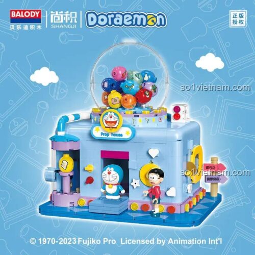 đồ chơi mô hình Mô hình Doraemon với 2 minifigure Doraemon và Nobita, máy gacha hoạt động được cho bé trai bé gái 6 tuổi