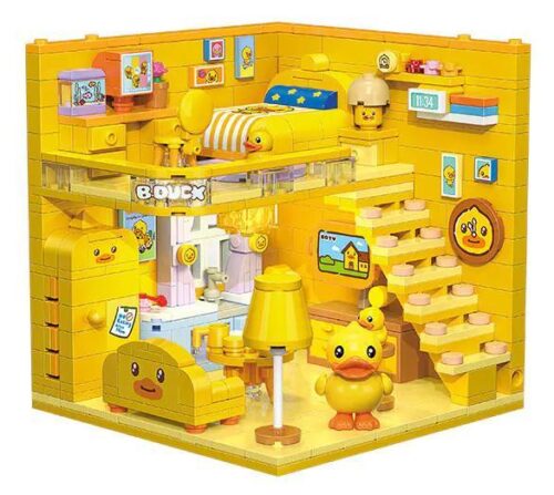 Mô hình Căn hộ Vịt Vàng BALODY 21279, bộ lắp ghép đồ chơi mô hình màu vàng cho bé gái 6 tuổi, có đèn LED