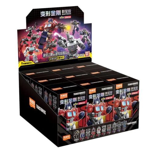 Hộp trưng bày lớn chứa các blind box Transformers G1 BLOKEES 71100, món đồ chơi mô hình hấp dẫn cho bé trai 10 tuổi.