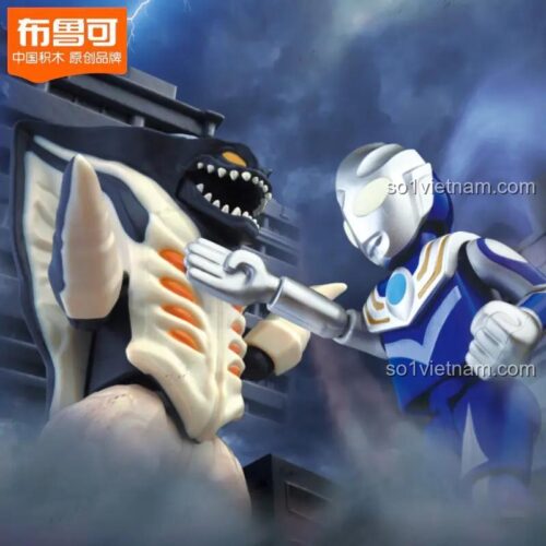Cận cảnh mô hình Ultraman Tiga và quái vật Zaigorg trong bộ lắp ghép 布鲁可BLOKEES 71246, đồ chơi giáo dục cho bé trai
