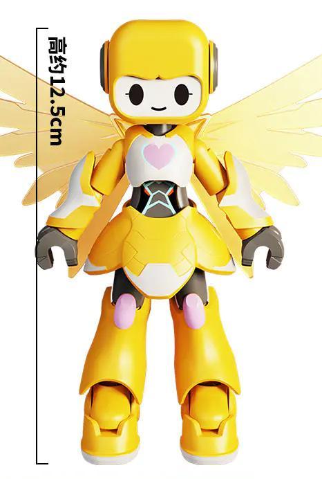 Bộ lắp ghép Robot "可可" 布鲁可BLOKEES 74807 có cánh thiên thần, cao 12.5cm, màu vàng chủ đạo, phù hợp cho bé 3 tuổi