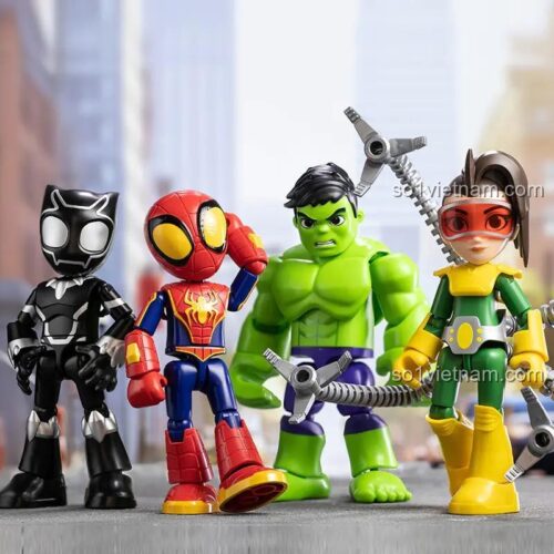 Nhóm nhân vật Spider-Man, Hulk, Black Panther, Spider-Man Web-Warrior Suit, đồ chơi lắp ghép siêu anh hùng