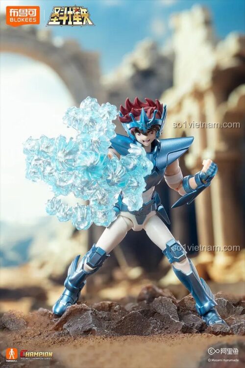 Figure Seiya Pegasus BLOKEES 75005 trong tư thế chiến đấu, mô hình Saint Seiya với hiệu ứng năng lượng, đồ chơi lắp ráp cho bé trai 14 tuổi, chi tiết sắc nét, khớp cử động linh hoạt