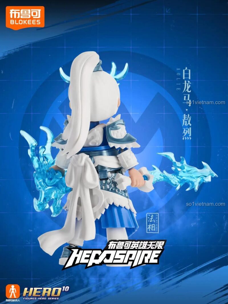 Mặt sau figure BLOKEES 85045 Bạch Long Mã, bộ lắp ghép Bạch Long Mã Tây Du Ký, nhân vật Bạch Long Mã 85045 cho bé trai 10 tuổi.