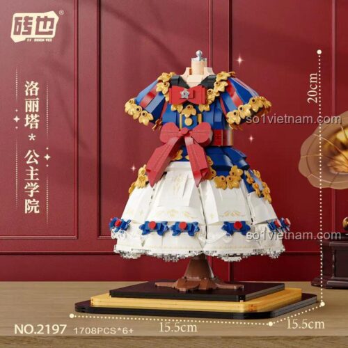 Bộ lắp ghép Brick Ves 2197 Lolita: Học viện Công chúa - Kích thước mô hình váy Lolita công chúa chi tiết, 1708 mảnh, độ tuổi 6+, dành cho bé gái, giá tốt