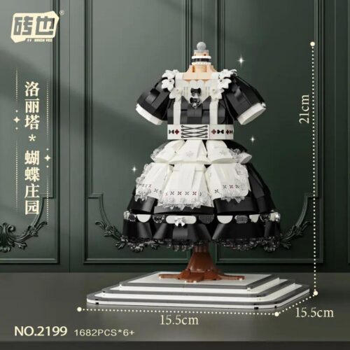 Bộ lắp ghép Brick Ves 2199 Lolita: Butterfly Manor, mô hình váy Lolita, 1682 mảnh, độ tuổi 6+, màu trắng đen, thiết kế tinh xảo, đồ chơi sáng tạo cho bé gái