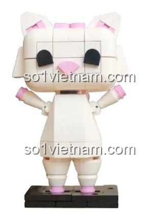 Bộ lắp ghép Mèo Trắng Rosy Brickit BICA-02 cho bé gái 6 tuổi, mô hình mèo con đáng yêu giá rẻ.