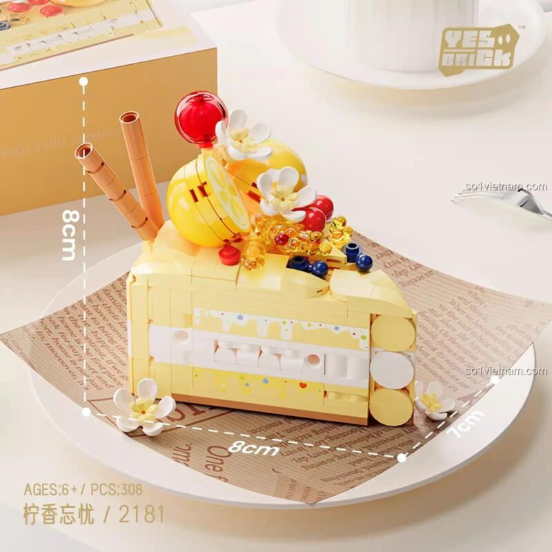Bộ lắp ghép BrickSo 2181 Tiệm Bánh Ngọt Mơ Màng, kích thước thực tế, đồ chơi lắp ghép cho bé gái 6 tuổi