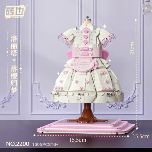 Bộ lắp ghép 砖也/唯乐创想 2200 Lolita: Lạc Anh Quy Mộng, mô hình váy Lolita 1605 mảnh, màu trắng hồng, cho bé gái 6 tuổi, kích thước mô hình 15.5x15.5x21cm, kích thước hộp 33.5x24.5x7cm, chất liệu nhựa ABS cao cấp, giá tốt