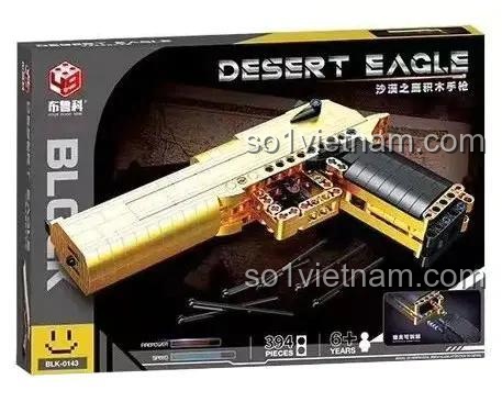 Hộp đựng bộ đồ chơi lắp ghép súng lục Desert Eagle Bruko BLK-0143, 394 chi tiết, 6+ tuổi, có hình ảnh sản phẩm và thông số