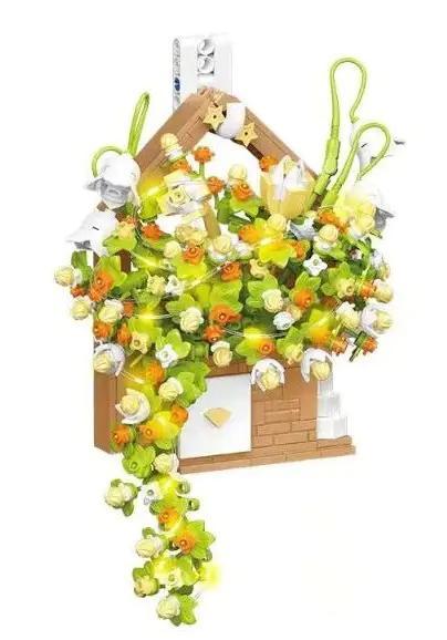 bộ lắp ghép Chậu Hoa Treo Tường CaCo Blocks D006-1 có đèn LED, phù hợp con gái 14 tuổi, giá tốt.
